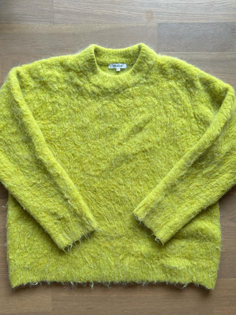 Madewell Women’s M Chartreuse Alpaca Wool Blend Fuzzy Crewneck Sweater